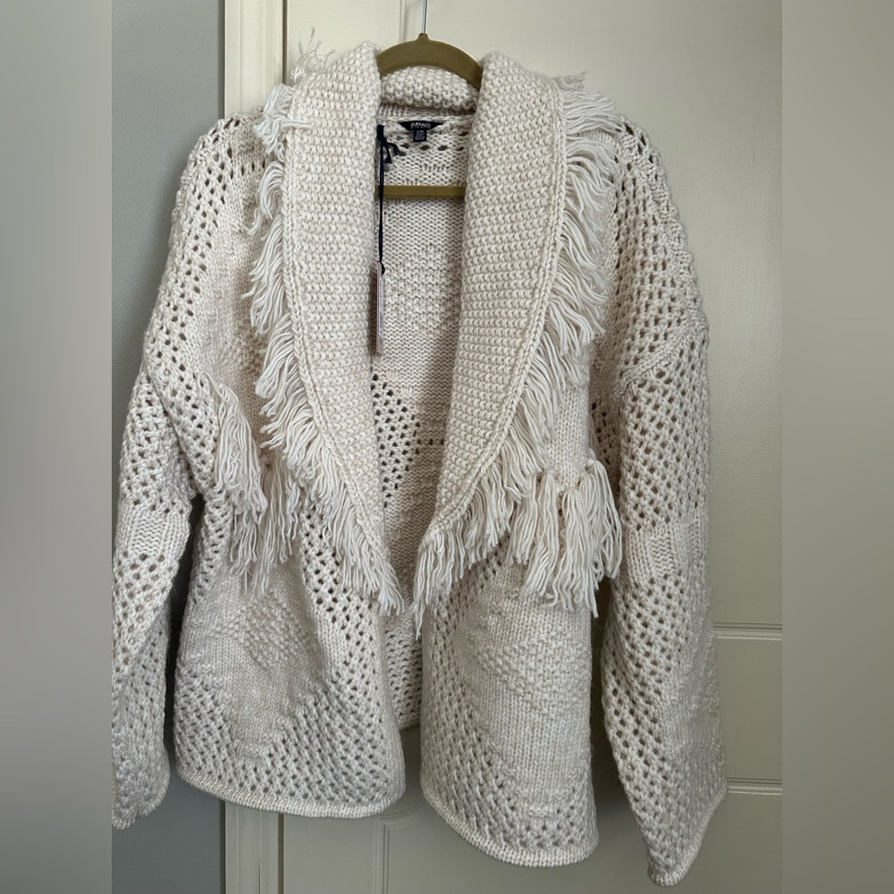 NWT - Agatha Women's Open-Front Knit Cardigan with Fringe